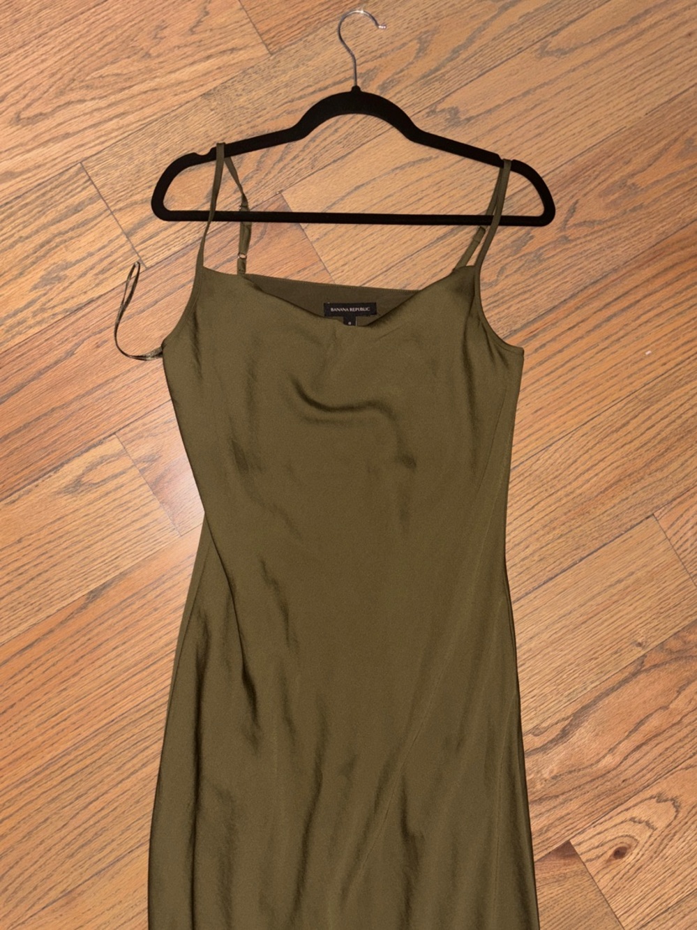 Banana Republic Olive Green Slip Midi Dress with Spaghetti Straps
